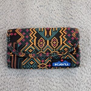 KAVU TriFold Wallet Southwest Aztec Geometric Print Canvas‎ Outdoor Boho